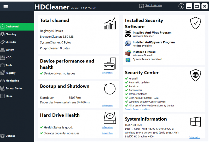 download the new for ios HDCleaner 2.057